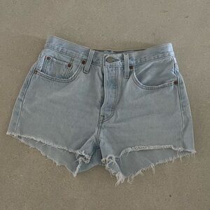 Levi 501 light wash denim shorts